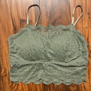 Lace Bralette - Olive Green - XL